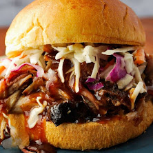 BBQ pulled pork sandwich with slaw